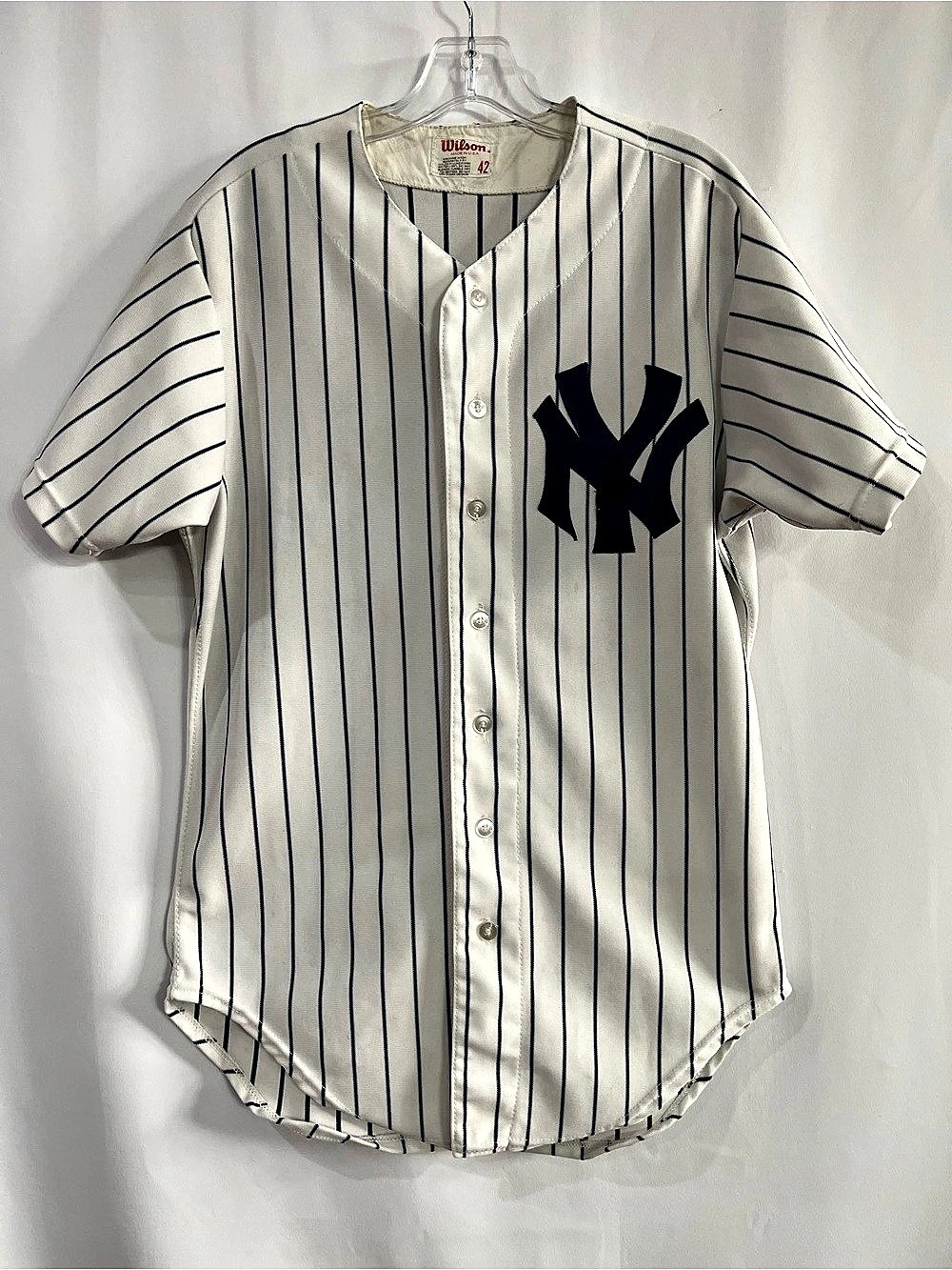 Vintage Wilson New York Yankees Pinstripe Baseball Jersey made in USA size 42